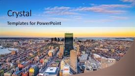  Presentation with boston - Colorful slide set enhanced with boston massachusetts usa downtown aerial backdrop and a teal colored foreground