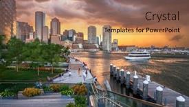  Presentation with boston - Presentation enhanced with boston-massachusetts-usa-downtown-city background and a coral colored foreground