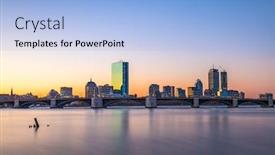  Presentation with boston - Beautiful presentation theme featuring boston-massachusetts-usa-downtown-cityscape backdrop and a light blue colored foreground