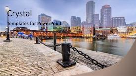  Presentation with boston - Beautiful theme featuring boston massachusetts usa downtown skyline backdrop and a light blue colored foreground
