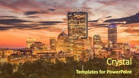  Presentation with boston - Presentation design consisting of boston massachusetts usa downtown skyline background and a tawny brown colored foreground