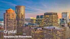  Presentation with financial stability eurozone - Colorful PPT theme enhanced with boston massachusetts usa financial district backdrop and a tawny brown colored foreground