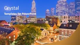  Presentation with boston - Presentation theme having boston-massachusetts-usa-skyline background and a cobalt blue colored foreground