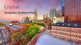  Presentation with boston - Slides featuring boston-massachusetts-usa-skyline background and a light blue colored foreground