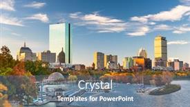  Presentation with boston - Presentation theme with boston-massachusetts-usa-skyline background and a ocean colored foreground