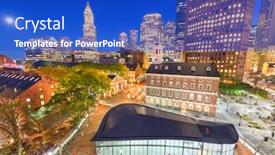  Presentation with boston - Beautiful PPT theme featuring boston-massachusetts-usa-skyline backdrop and a cobalt blue colored foreground