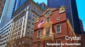  Presentation with old house - Amazing PPT theme having boston old state house buiding backdrop and a tawny brown colored foreground