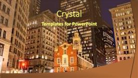  Presentation with house building - Slide set consisting of boston-old-state-house background and a tawny brown colored foreground