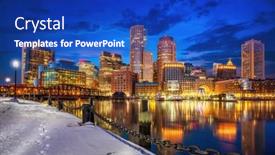  Presentation with boston - Presentation design enhanced with boston-skyline-financial-district background and a royal blue colored foreground