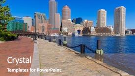  Presentation with skyline - Slides having boston skyline from fan pier background and a coral colored foreground