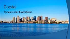  Presentation with boston - PPT layouts featuring boston skyline with river background and a light gray colored foreground