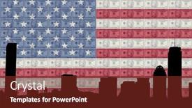  Presentation with american flag - PPT theme consisting of boston-skyline-with-ten-dollar background and a tawny brown colored foreground