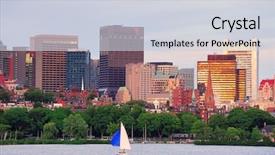  Presentation with boat river - Amazing slide set having boston sunset over charles river with urban skyscrapers and boat backdrop and a lemonade colored foreground