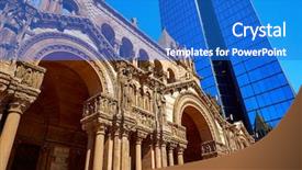  Presentation with church renovation - PPT layouts with boston trinity church at copley background and a cobalt blue colored foreground