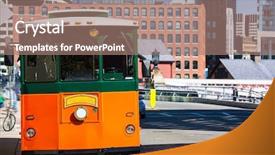  Presentation with congress - Presentation consisting of boston trolley at congress street background and a coral colored foreground