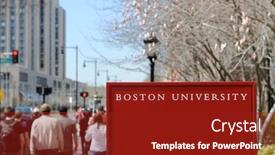  Presentation with boston - Cool new slides with crowd of students walk backdrop and a crimson colored foreground