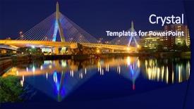  Presentation with boston - Slide deck having boston zakim bridge sunset background and a navy blue colored foreground
