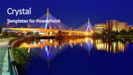  Presentation with boston - Cool new PPT theme with boston zakim bridge sunset backdrop and a navy blue colored foreground