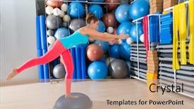  Presentation with gym ball - Beautiful presentation design featuring bosu one leg extension deadlift backdrop and a coral colored foreground