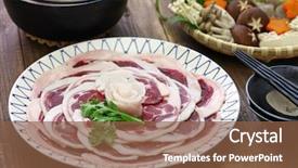  Presentation with botan - Audience pleasing PPT layouts consisting of botan nabe wild boar hot backdrop and a tawny brown colored foreground