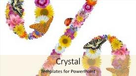  Presentation with percent - Colorful PPT theme enhanced with botanical finance design - percent sign from flowers butterflies backdrop and a  colored foreground