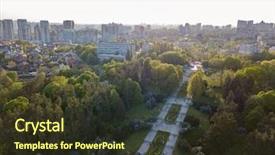  Presentation with bird eye view - Slides having botanical garden and the construction background and a tawny brown colored foreground