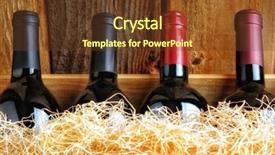  Presentation with bottling wine - PPT theme consisting of botella - closeup of four different wine background and a tawny brown colored foreground