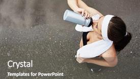  Presentation with benefits of drinking water - Audience pleasing presentation design consisting of botella de agua - active girl drinking water backdrop and a gray colored foreground