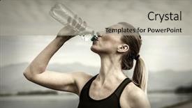  Presentation with running water engineering - PPT layouts consisting of botella de agua - beautiful female after running drink background and a  colored foreground