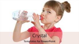  Presentation with drinking water - Theme enhanced with botella de agua - beautiful small girl drinking water background and a coral colored foreground