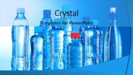  Presentation with plastic beads in water - PPT layouts consisting of botella de agua - group plastic bottles of water background and a light blue colored foreground