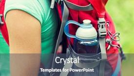  Presentation with water bottle - Slide set consisting of botella de agua - travel tourism hike and people background and a ocean colored foreground