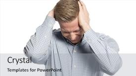  Presentation with hands down - PPT theme consisting of both hands at head background and a light gray colored foreground
