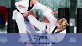  Presentation with martial arts - Presentation having both have a black belt background and a teal colored foreground