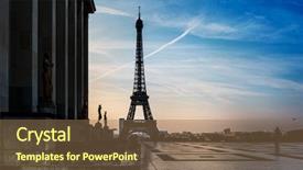  Presentation with eiffel tower paris france - Presentation theme featuring both paris and france background and a violet colored foreground