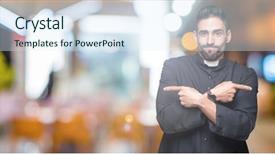  Presentation with christian seminary - Slide set enhanced with both sides with fingers different background and a sky blue colored foreground