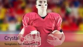  Presentation with american football - Colorful presentation design enhanced with both world - american football player holding backdrop and a red colored foreground