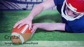  Presentation with american football - Beautiful PPT theme featuring both world - american football player scoring backdrop and a  colored foreground