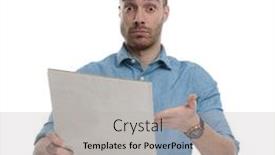  Presentation with reading - Audience pleasing slide set consisting of bothered-casual-man-reading backdrop and a light gray colored foreground
