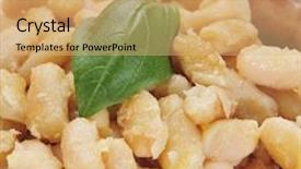  Presentation with beans - Presentation theme having botifarra-amb-mongetes-pork-sausage background and a coral colored foreground