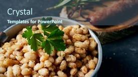  Presentation with lunch box - Slides featuring botifarra-amb-mongetes-sausage background and a ocean colored foreground