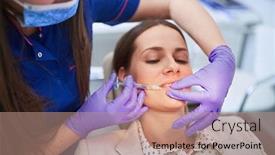  Presentation with botox - Slide set with botox-injections-young-woman-receiving background and a coral colored foreground