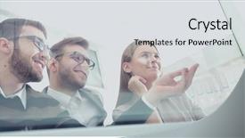  Presentation with sunny doll - Cool new PPT theme with bots - coworkers working in sunny office backdrop and a light gray colored foreground