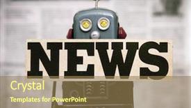  Presentation with robot toy - Slide deck having bots - news concept with retro toy background and a coral colored foreground