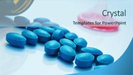  Presentation with condom - Presentation enhanced with bottle and a condom background and a sky blue colored foreground