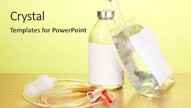  Presentation with intravenous infusion - Beautiful PPT theme featuring bottle and bag of intravenous backdrop and a blonde colored foreground
