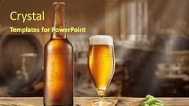  Presentation with beer bottle - Presentation theme consisting of bottle-and-glass-of-chilled background and a tawny brown colored foreground