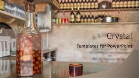  Presentation with liqueur - Presentation design with bottle-and-shot-glass background and a coral colored foreground