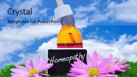  Presentation with homeopathy - Presentation theme enhanced with bottle and some purple flower background and a light blue colored foreground