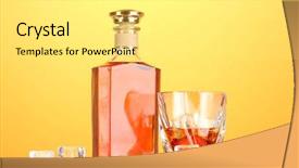  Presentation with scotch - Amazing slide set having bottle and two glasses of scotch whiskey on color background backdrop and a yellow colored foreground